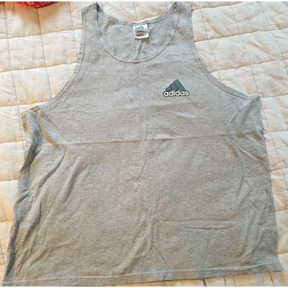 Vintage Adidas Shirt Mens XL Gray Sleeveless Muscle Tank Top 90s USA Double Side